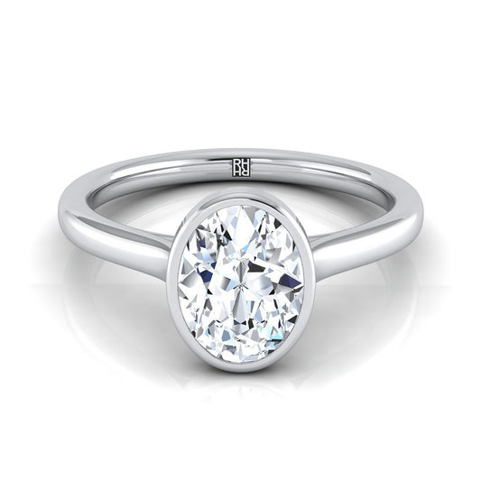 Simple Bezel Solitaire Oval, in Platinum | RockHer