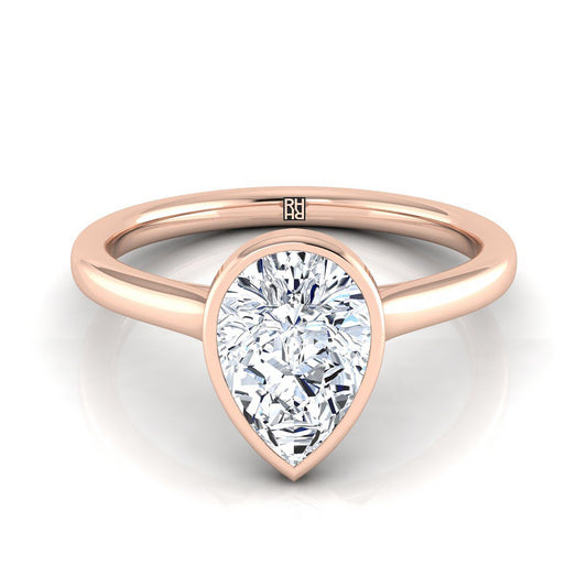 Simple Bezel Solitaire Pear Shape, in 14K Rose Gold | RockHer