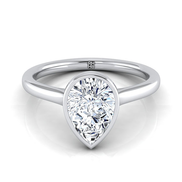 Simple Bezel Solitaire Pear Shape, in Platinum | RockHer