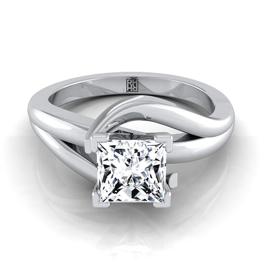 Asymmetrical Bypass Twist Solitaire Princess, in Platinum | RockHer