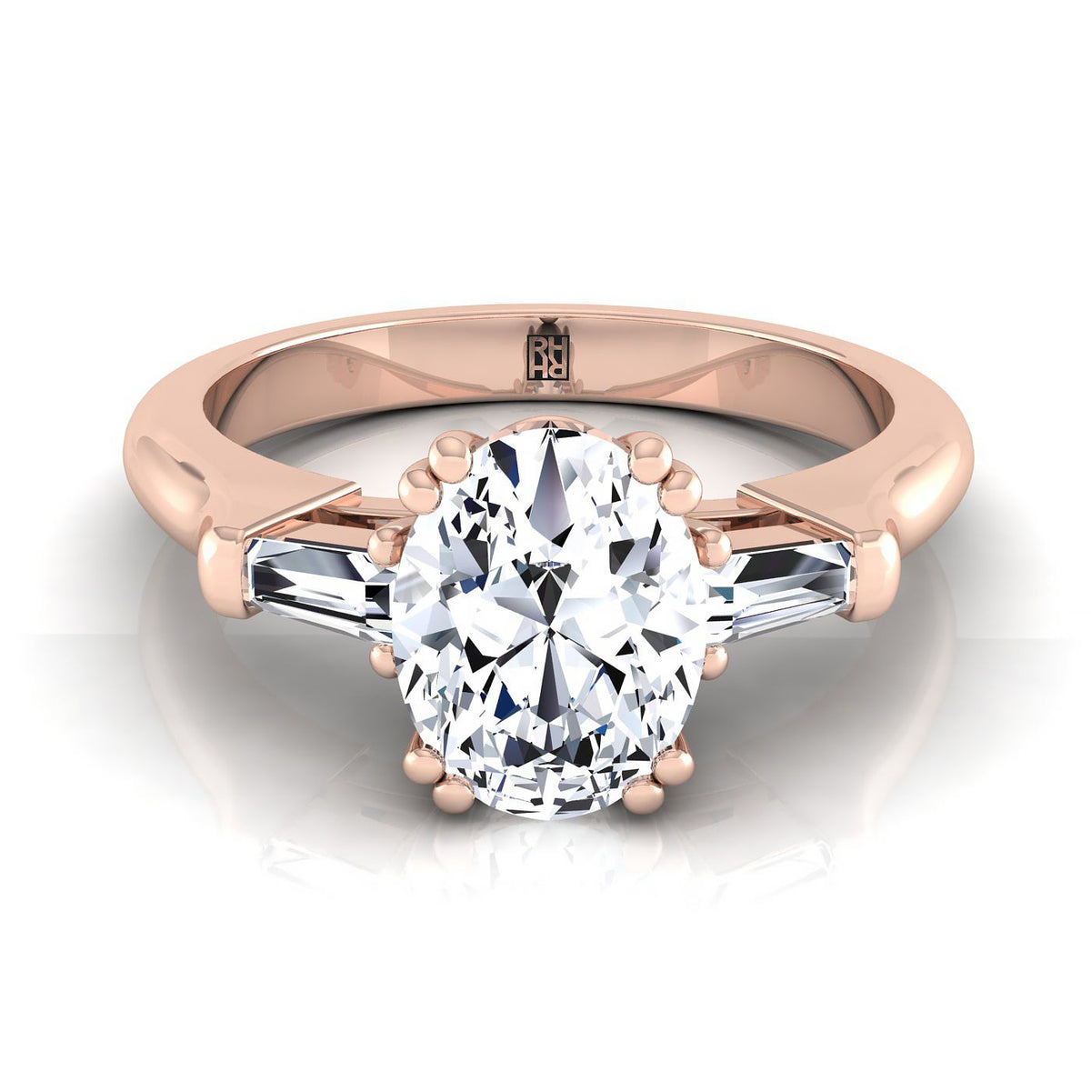 ตัวเรือนแหวนหมั้นเพชร Lily ทรงรี ฝังหนาม ทองคำชมพู 14K จาก RockHer