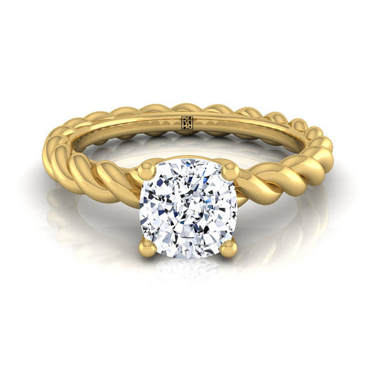 Twisted Rope Braid Solitaire Cushion, in 18K Yellow Gold | RockHer