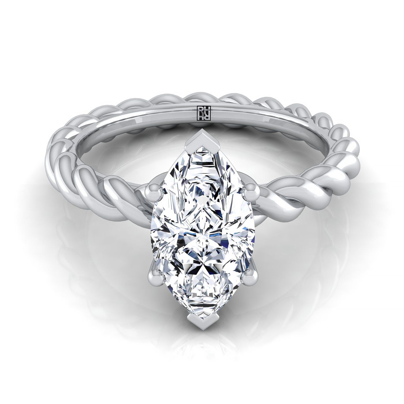 Twisted Rope Braid Solitaire Marquise, in Platinum | RockHer