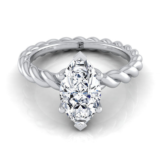 Twisted Rope Braid Solitaire Marquise, in Platinum | RockHer