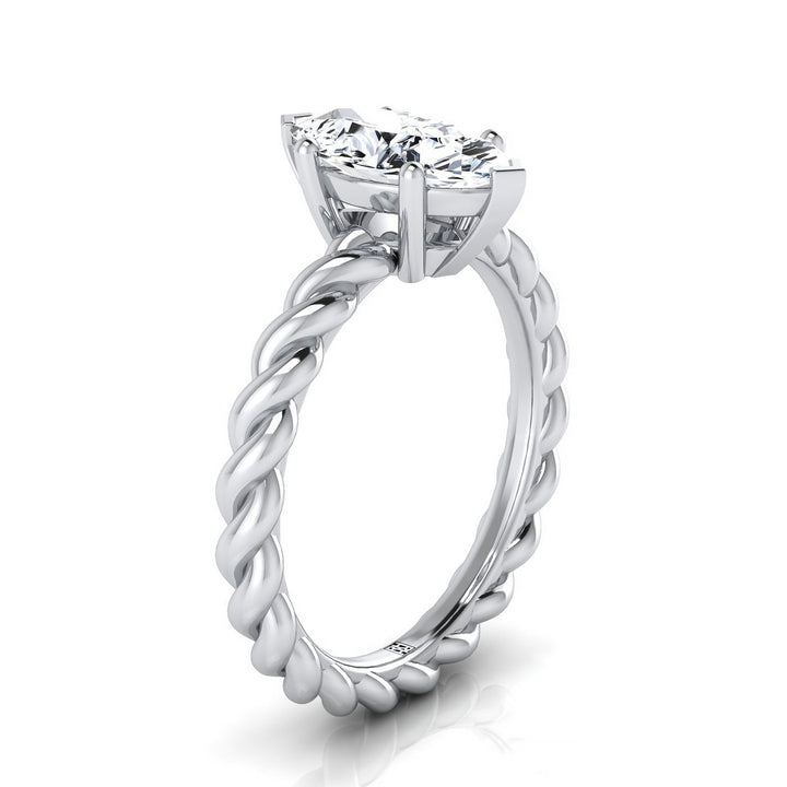 Twisted Rope Braid Solitaire Marquise, in 18K White Gold – side profile | RockHer