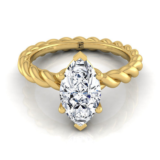 Twisted Rope Braid Solitaire Marquise, in 18K Yellow Gold | RockHer