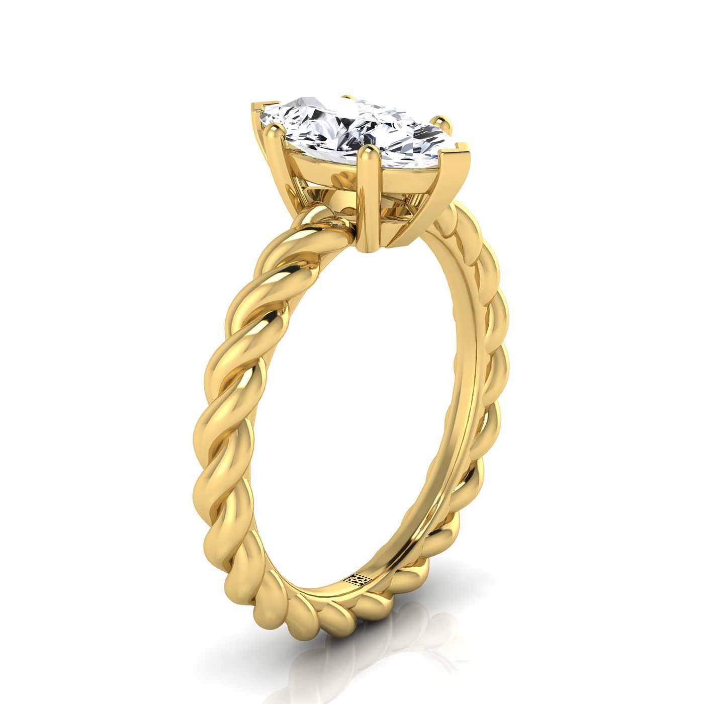 Twisted Rope Braid Solitaire Marquise, in 18K Yellow Gold – side profile | RockHer