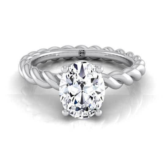 Twisted Rope Braid Solitaire Oval, in 18K White Gold | RockHer