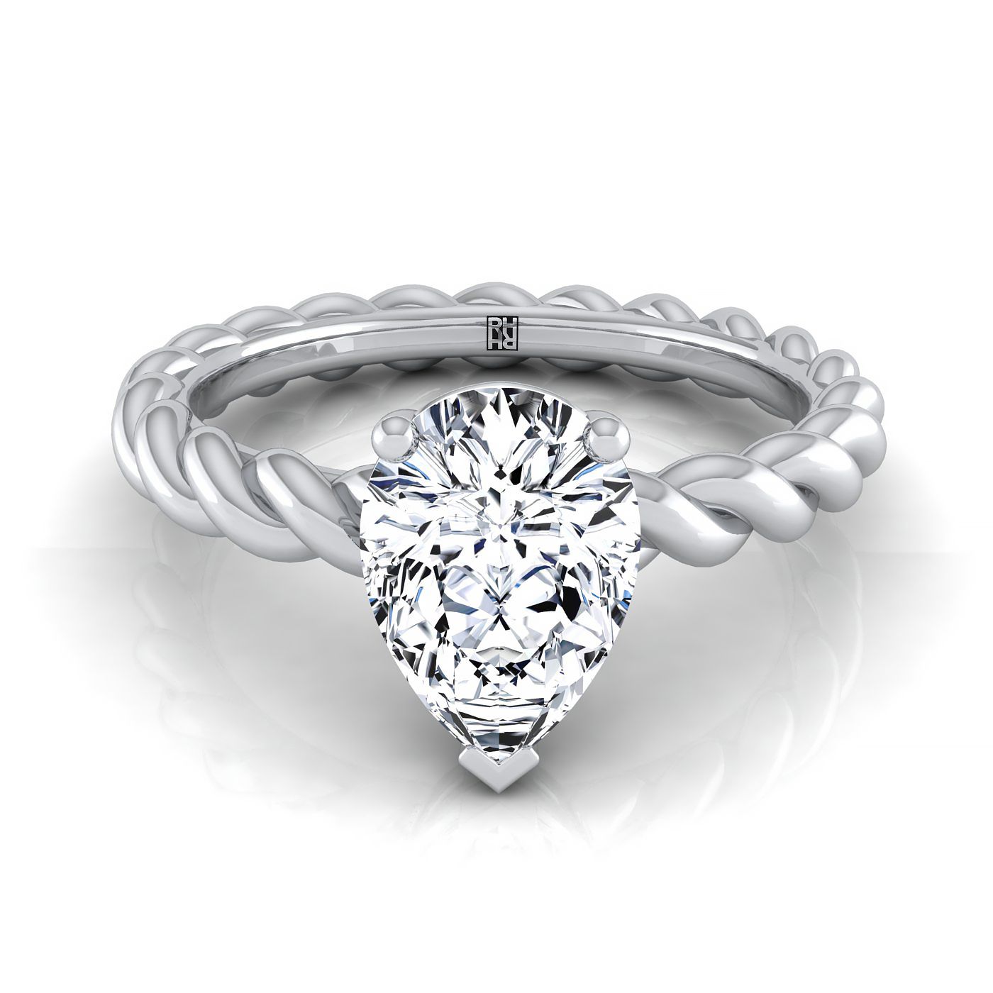 Twisted Rope Braid Solitaire Pear Shape, in Platinum | RockHer