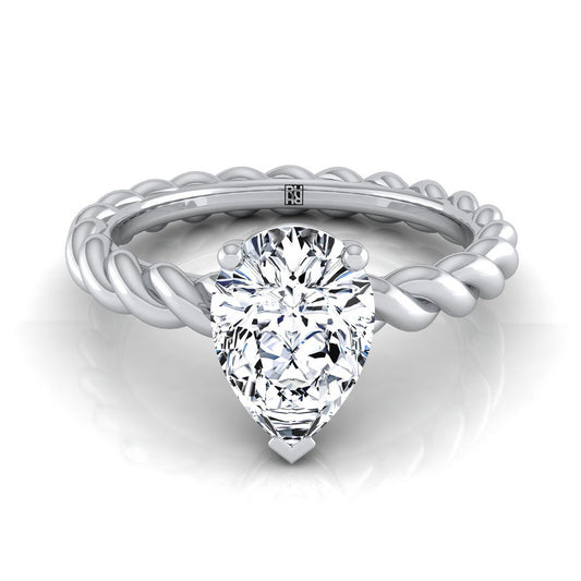 Twisted Rope Braid Solitaire Pear Shape, in Platinum | RockHer