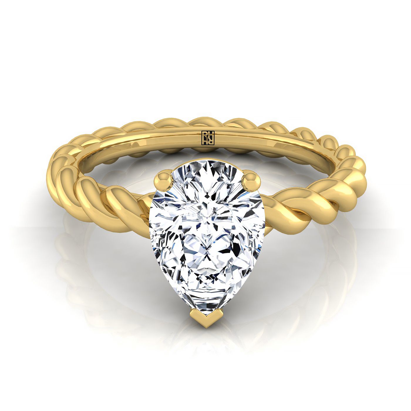 Twisted Rope Braid Solitaire Pear Shape, in 18K Yellow Gold | RockHer