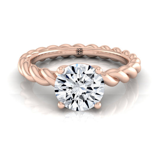 Round Brilliant, Twisted Rope Braid Solitaire, in 14K Rose Gold, prong setting | RockHer