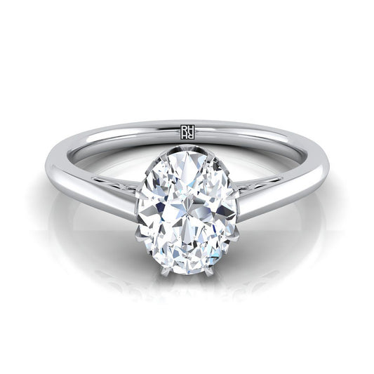 Antique Scroll Gallery East-West Solitaire Oval, in Platinum | RockHer