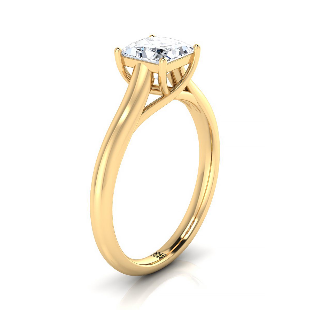 Classic Comfort Fit Rounded Solitaire Princess, in 18K Yellow Gold – side profile | RockHer