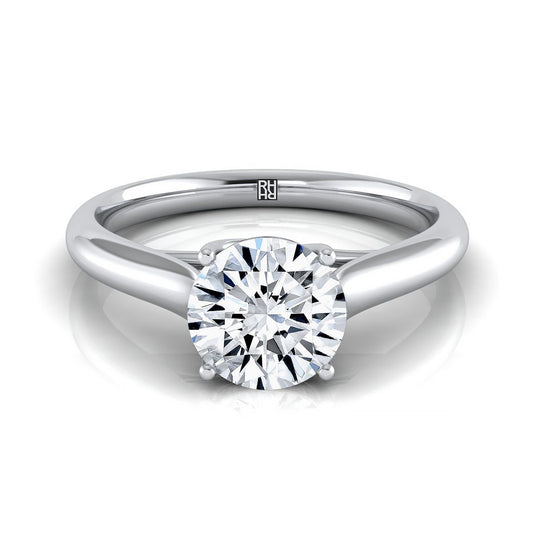 Round Brilliant, Classic Comfort Fit Rounded Solitaire, in 18K White Gold | RockHer