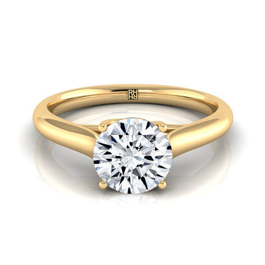Round Brilliant, Classic Comfort Fit Rounded Solitaire, in 18K Yellow Gold | RockHer
