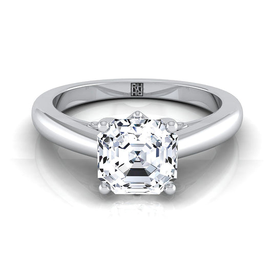 Scroll Gallery Comfort Fit Solitaire Asscher, in 18K White Gold | RockHer