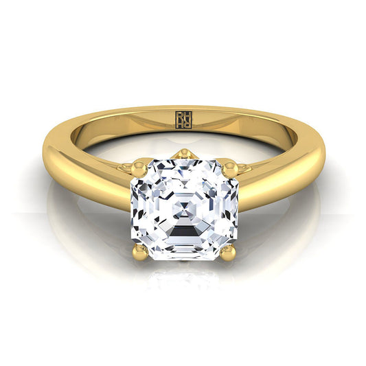 Scroll Gallery Comfort Fit Solitaire Asscher, in 18K Yellow Gold | RockHer