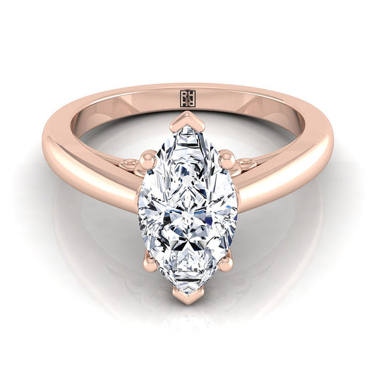 Scroll Gallery Comfort Fit Solitaire Marquise, in 14K Rose Gold | RockHer