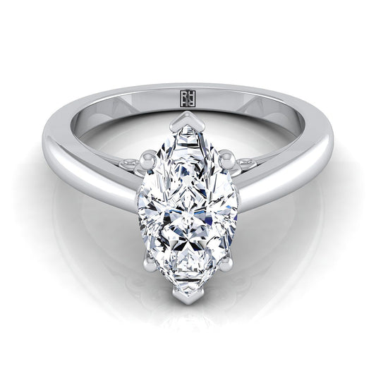 Scroll Gallery Comfort Fit Solitaire Marquise, in Platinum | RockHer