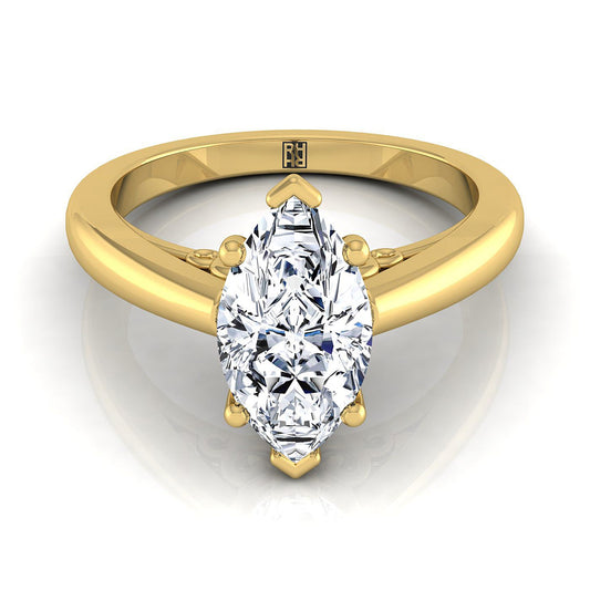 Scroll Gallery Comfort Fit Solitaire Marquise, in 18K Yellow Gold | RockHer