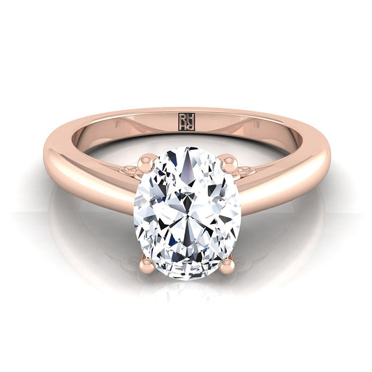 Scroll Gallery Comfort Fit Solitaire Oval, in 14K Rose Gold | RockHer