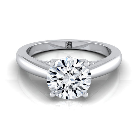 Round Brilliant, Scroll Gallery Comfort Fit Solitaire, in 18K White Gold | RockHer