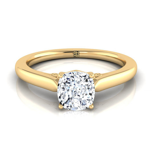 Scroll Gallery Solitaire Cushion, in 18K Yellow Gold | RockHer