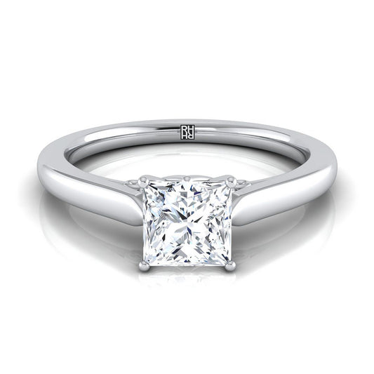 Scroll Gallery Solitaire Princess, in 18K White Gold | RockHer