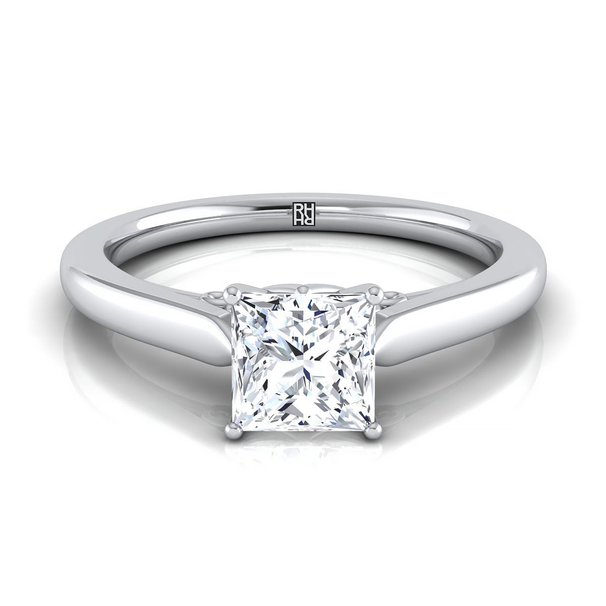 Scroll Gallery Solitaire Princess, in Platinum | RockHer
