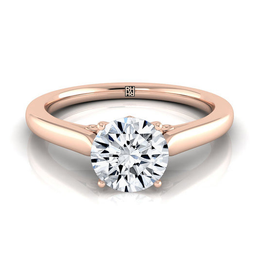 Round Brilliant, Scroll Gallery Solitaire, in 14K Rose Gold, prong setting | RockHer
