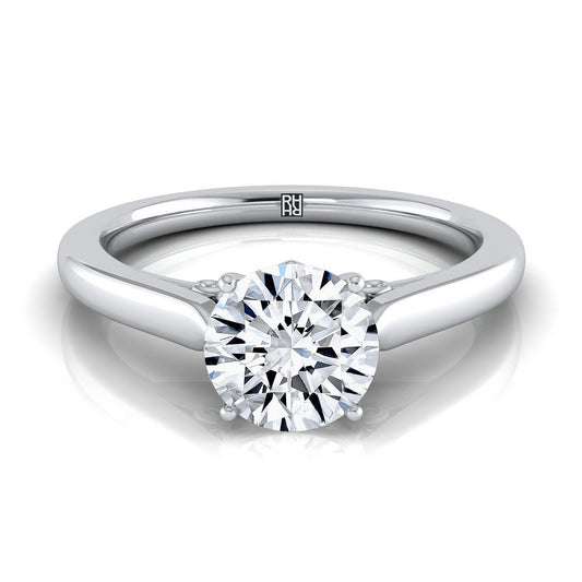 Round Brilliant, Scroll Gallery Solitaire, in Platinum | RockHer
