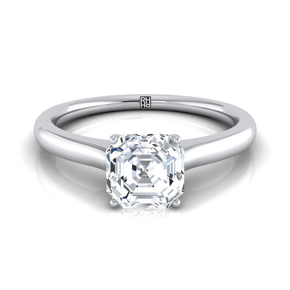 Cathedral Surprise Stone Solitaire Asscher, in Platinum | RockHer