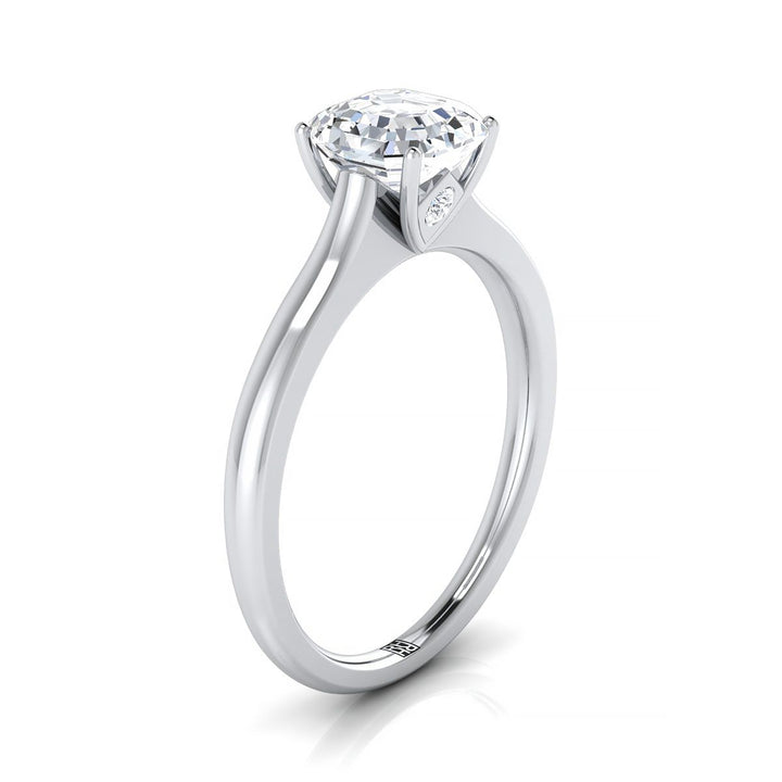 Cathedral Surprise Stone Solitaire Asscher, in Platinum – side profile | RockHer