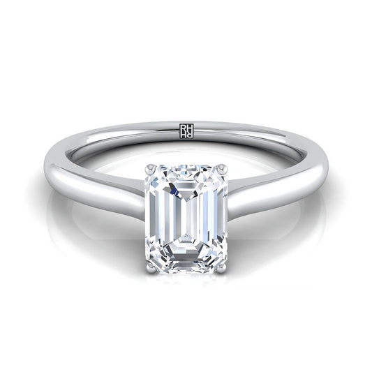 European Cut, Cathedral Surprise Stone Solitaire Emerald, in 18K White Gold | RockHer