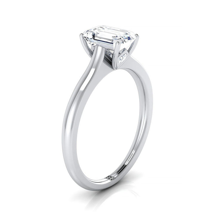 European Cut, Cathedral Surprise Stone Solitaire Emerald, in Platinum – side profile | RockHer