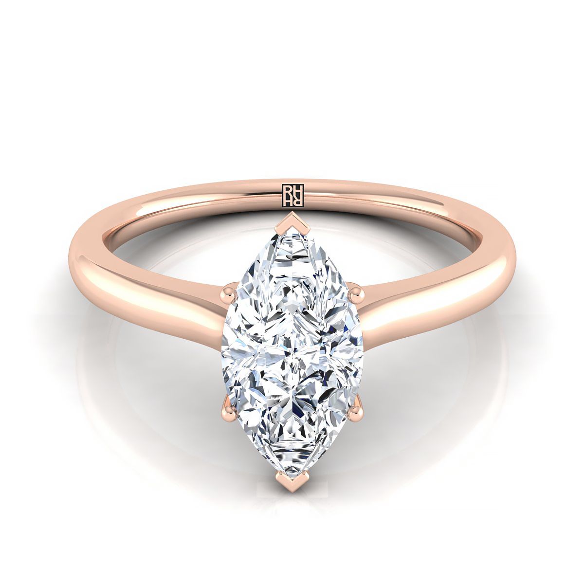 Cathedral Surprise Stone Solitaire Marquise, in 14K Rose Gold, prong setting | RockHer