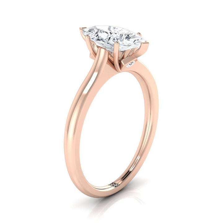 Cathedral Surprise Stone Solitaire Marquise, in 14K Rose Gold, prong setting – side profile | RockHer