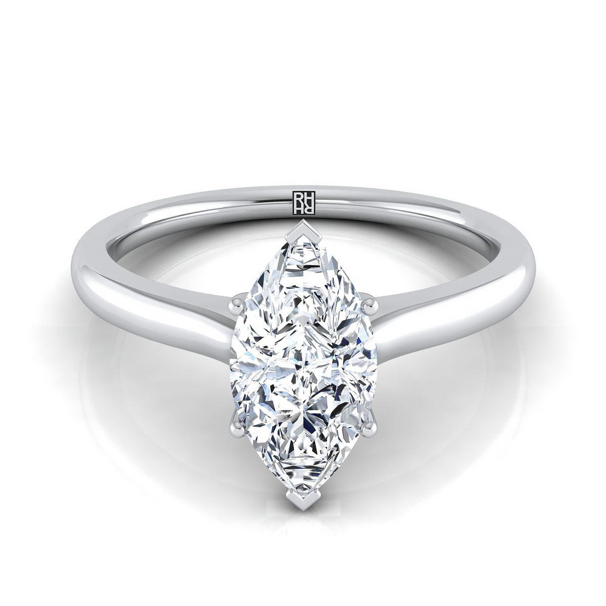 Cathedral Surprise Stone Solitaire Marquise, in 18K White Gold | RockHer