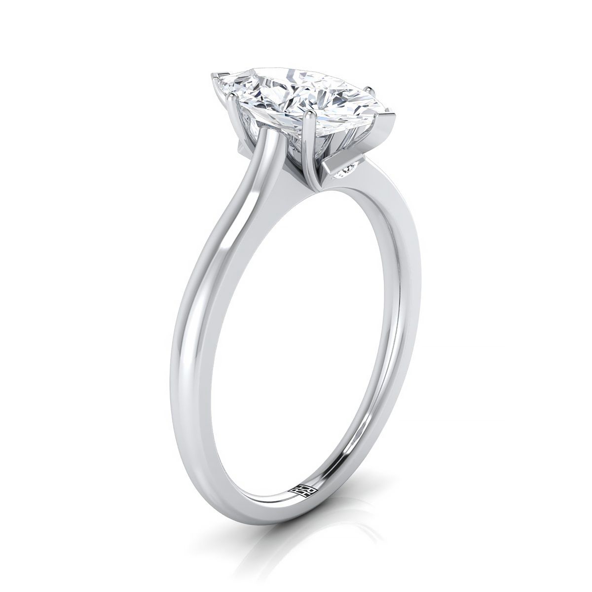 Cathedral Surprise Stone Solitaire Marquise, in Platinum – side profile | RockHer