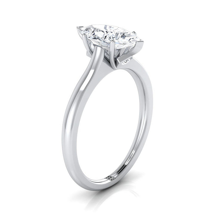 Cathedral Surprise Stone Solitaire Marquise, in 18K White Gold – side profile | RockHer
