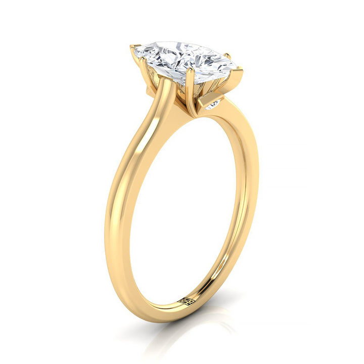Cathedral Surprise Stone Solitaire Marquise, in 18K Yellow Gold – side profile | RockHer