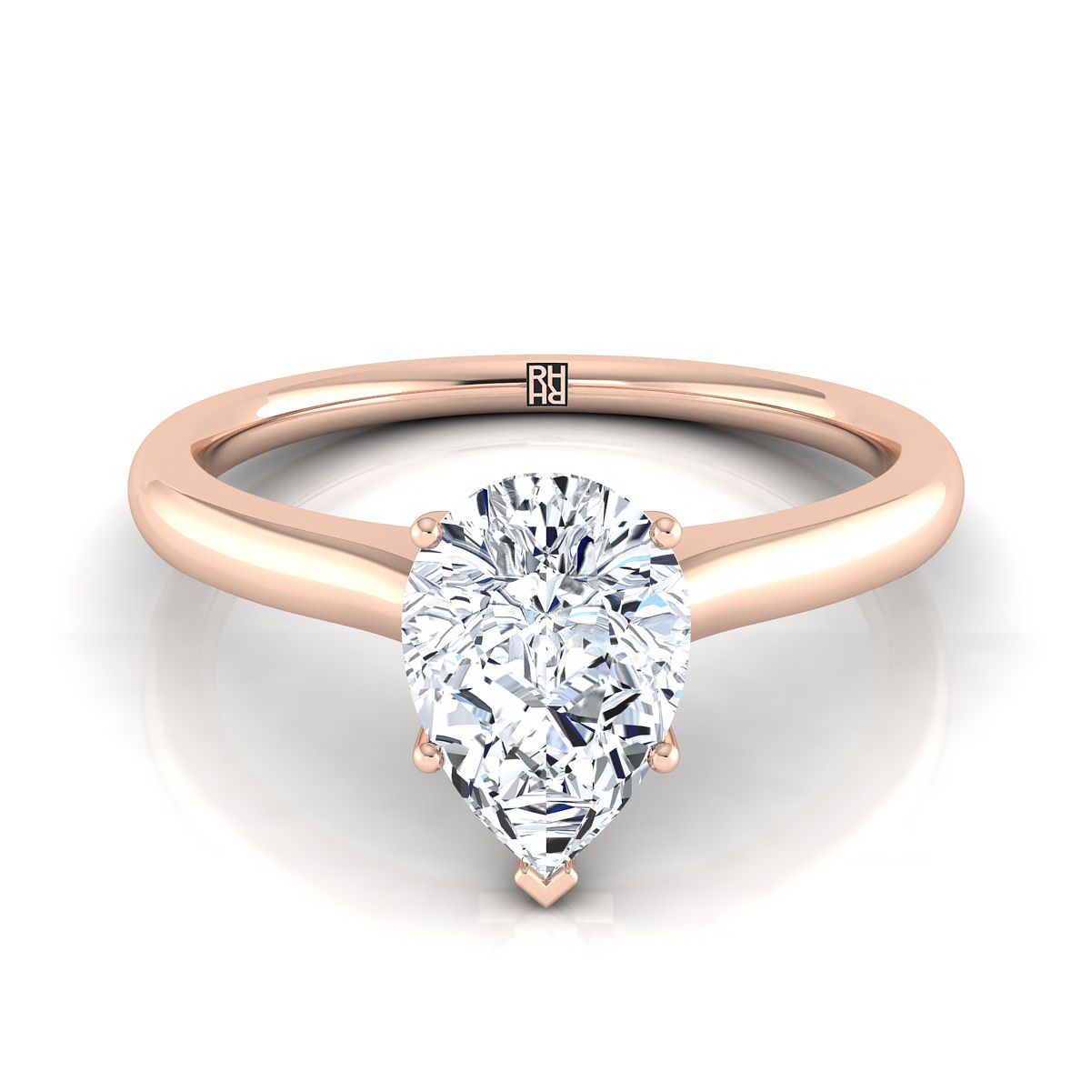 Cathedral Surprise Stone Solitaire Pear Shape, in 14K Rose Gold, prong setting | RockHer