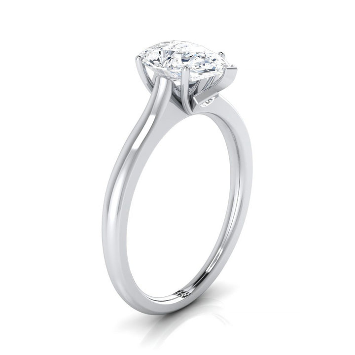 Platinum Pear Shape Center Cathedral Solitaire Surprise Secret Stone Engagement Ring