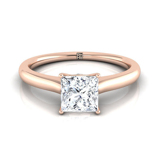 Cathedral Surprise Stone Solitaire Princess, in 14K Rose Gold, prong setting | RockHer