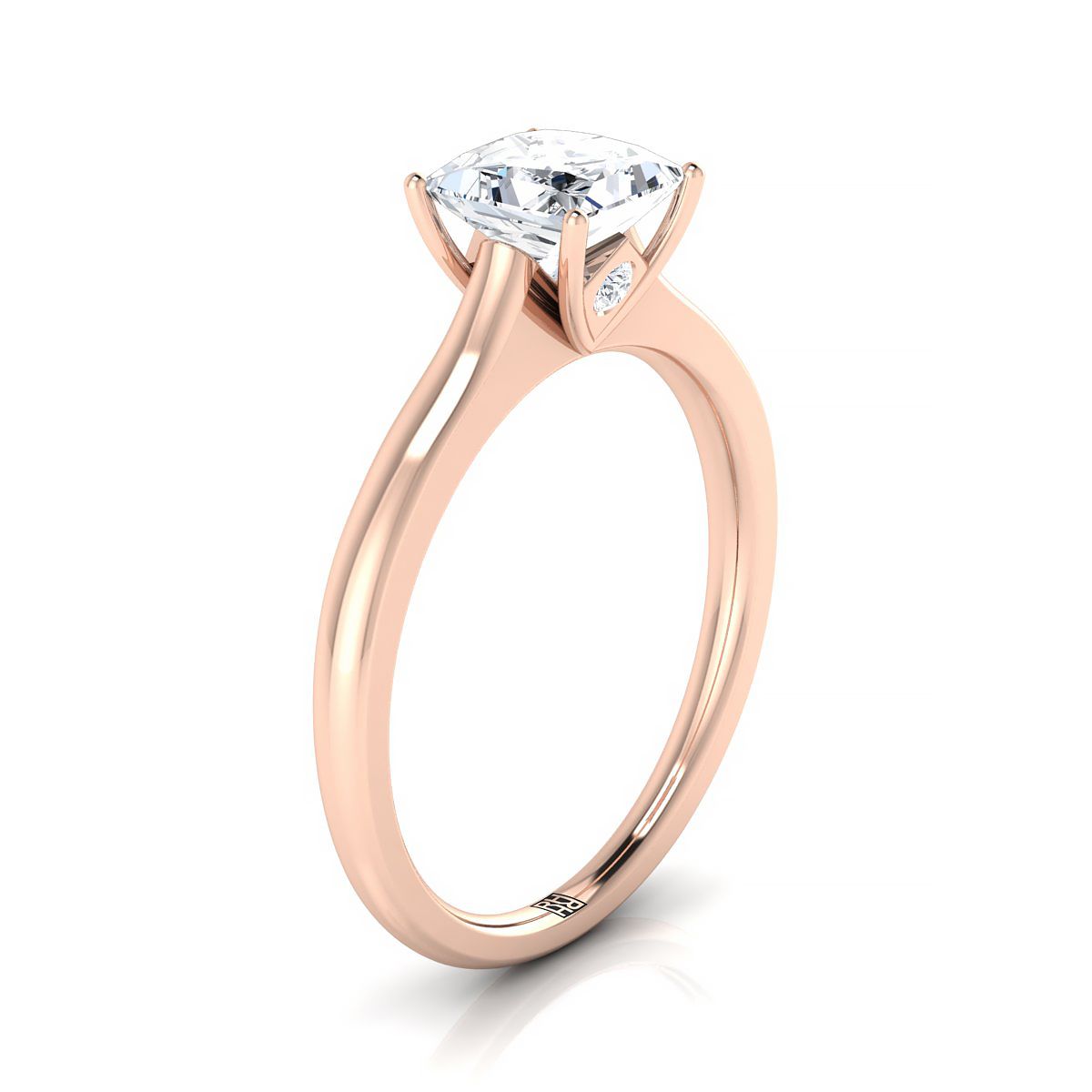 Cathedral Surprise Stone Solitaire Princess, in 14K Rose Gold, prong setting – side profile | RockHer