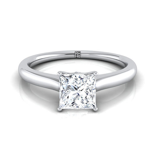 Cathedral Surprise Stone Solitaire Princess, in 18K White Gold | RockHer