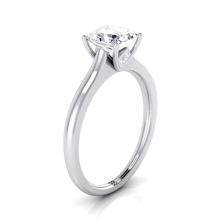 Cathedral Surprise Stone Solitaire Princess, in 18K White Gold – side profile | RockHer