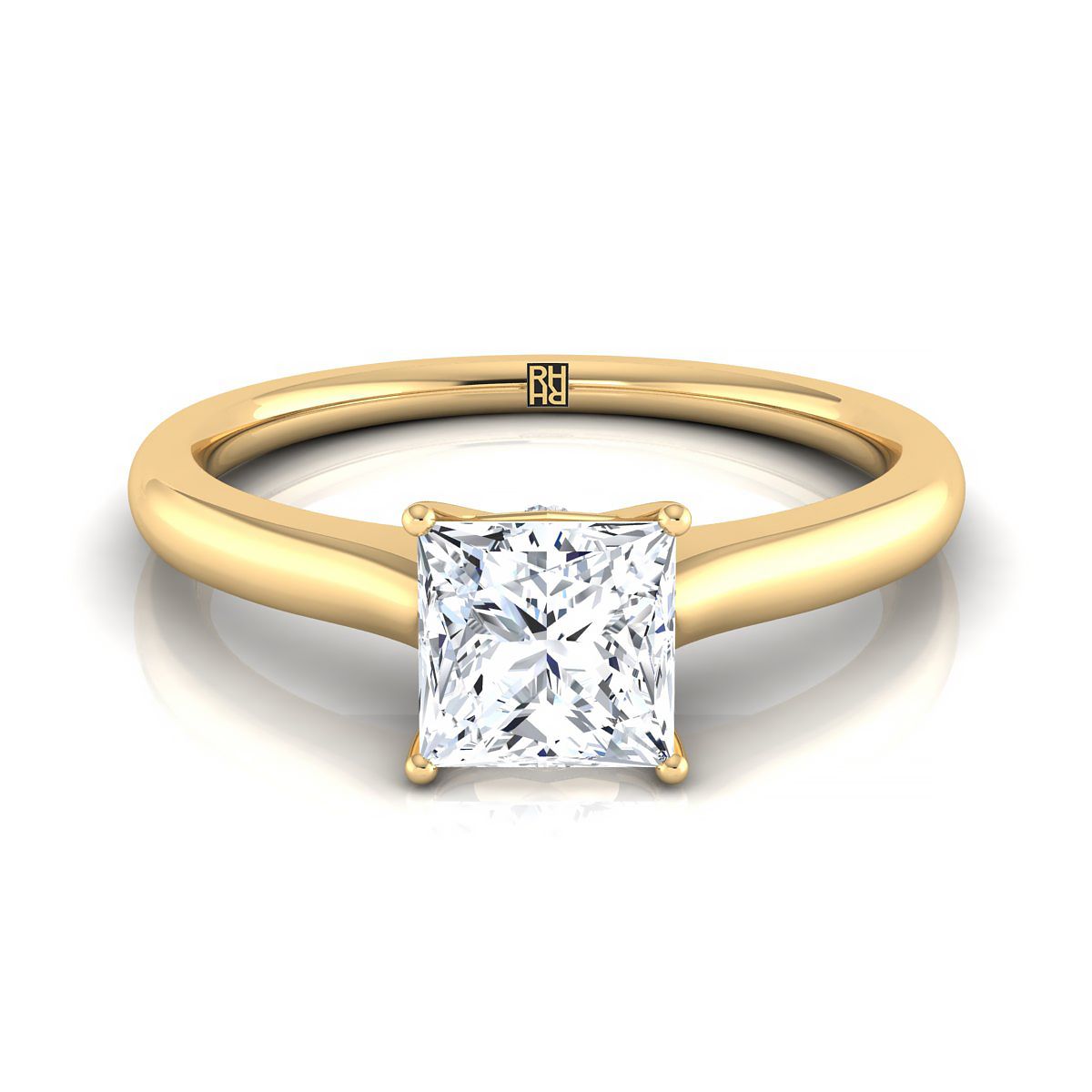 Cathedral Surprise Stone Solitaire Princess, in 18K Yellow Gold | RockHer