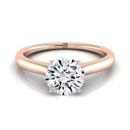 14K Rose Gold Round Brilliant Cathedral Solitaire Surprise Secret Stone Engagement Ring